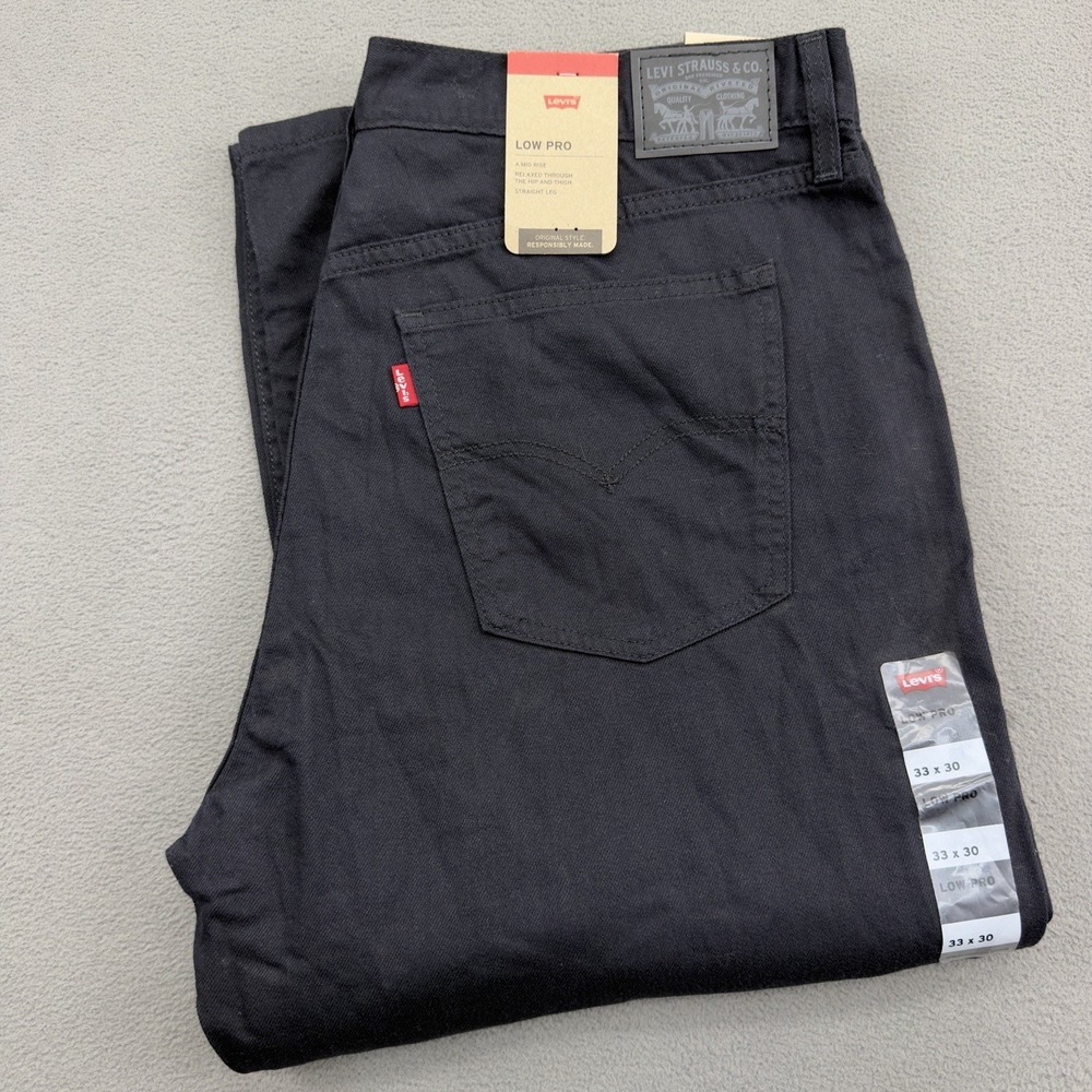 Levis Low Pro Straight Jeans Womens 36x30 Black Retro 90s Inspired Slouchy